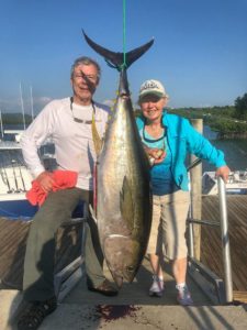 big yellowfin tuna at the dock