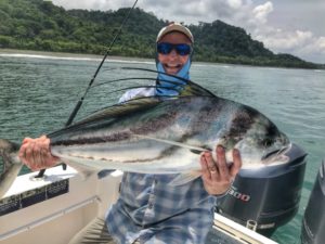 smiling with a roosterfish