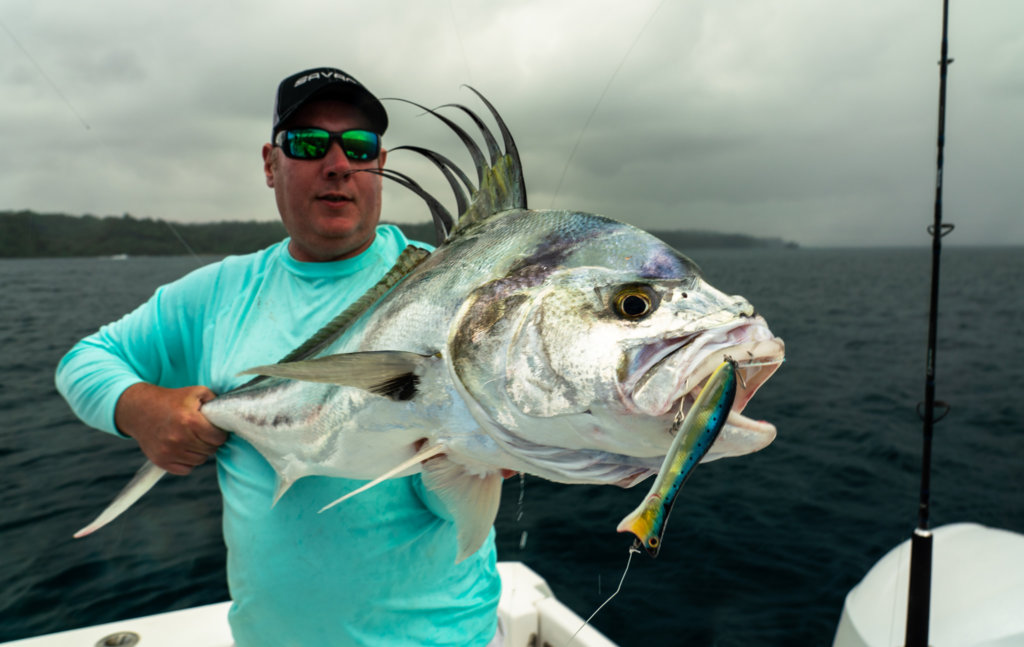 Inshore roosterfish on popper