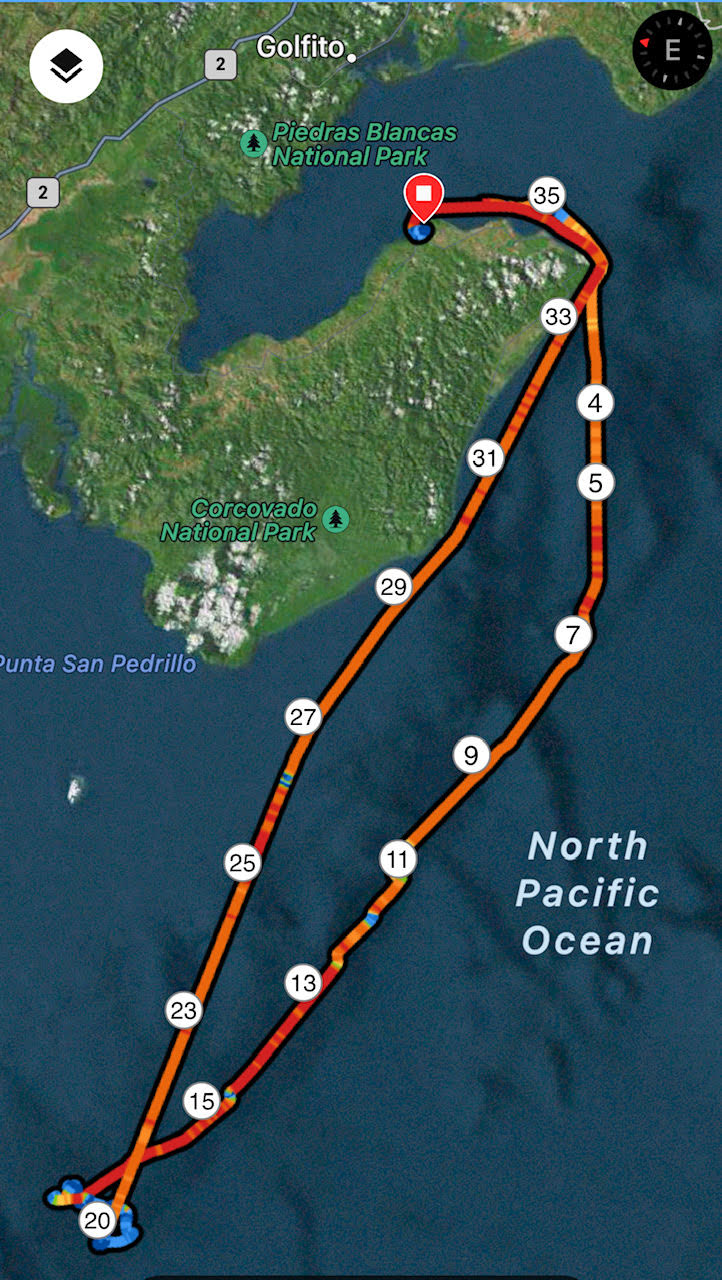 Fishing trip map Osa Peninsula, Costa Rica